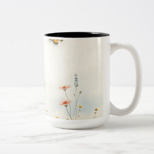 Pastel-Wildblumen und Schmetterlinge Zweifarbige Tasse