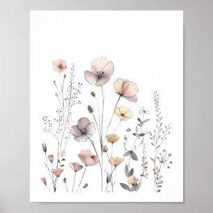 Pastel Wilde Blume Floral Wasserfarbe Poster