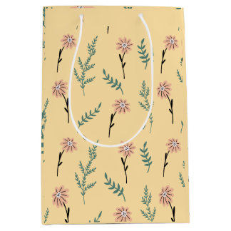 Pastel Wildflower Botanical Gift Bag Mittlere Geschenktüte