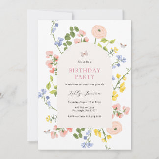 Pastel Wildflower Garden Birthday Invitation Einladung
