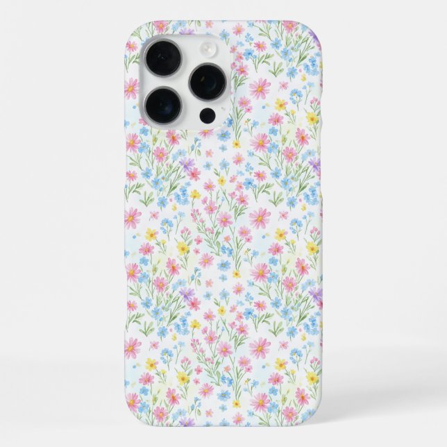 Pastel Wildflower Meadow Pattern iPhone Hülle (Rückseite)