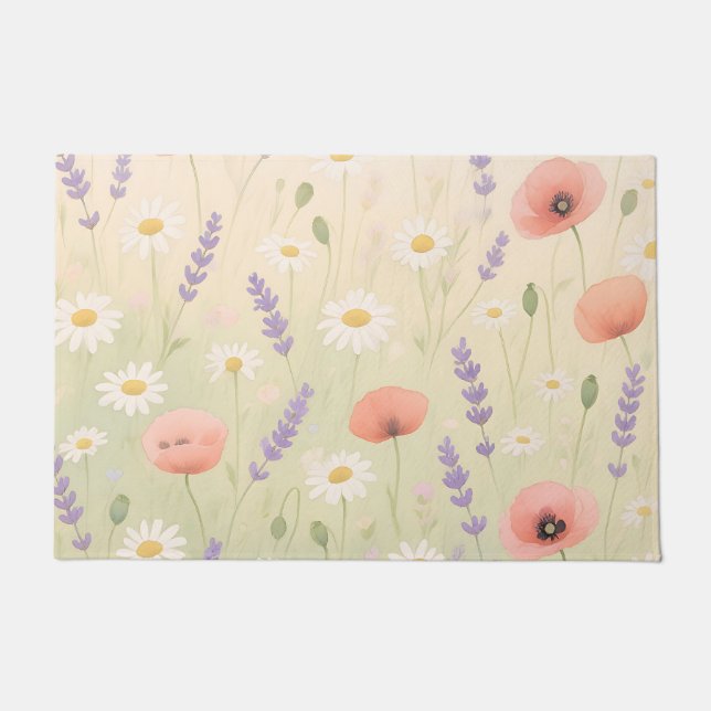 Pastel Wildflower Meadow Soft Bloom Fußmatte (Vorderseite)