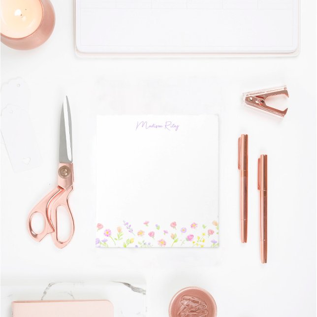 Pastel Wildflower Personalized Purple Notepad Notizblock (Von Creator hochgeladen)