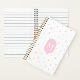 Pastel Wildflower Pink Monogram Journal Notebook Notizbuch