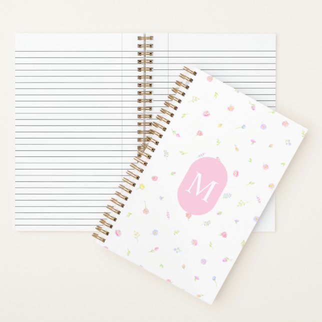 Pastel Wildflower Pink Monogram Journal Notebook Notizbuch (Innen)
