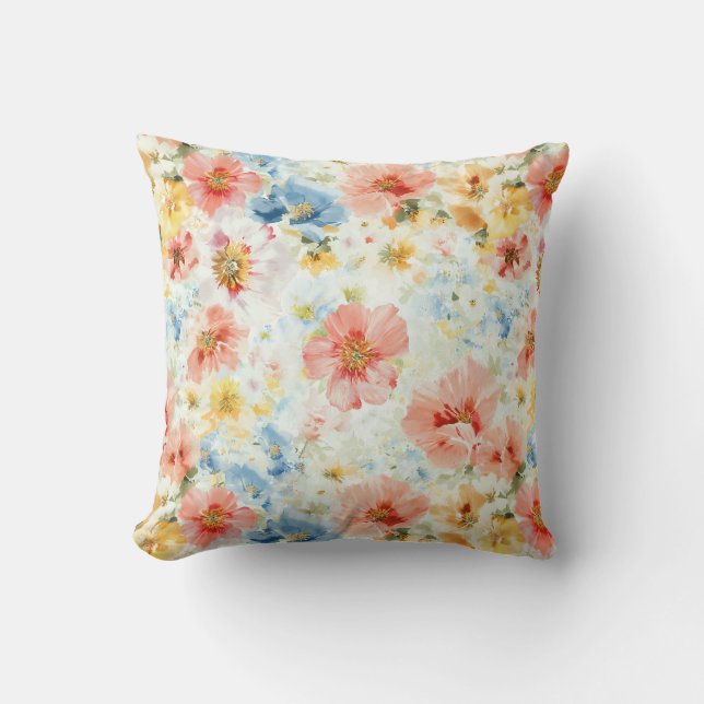 Pastel Wildflower Watercolor Botanical Floral Home Kissen (Vorderseite)