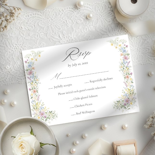 Pastel Wildflower Watercolor Floral Garden Wedding RSVP Karte (Von Creator hochgeladen)