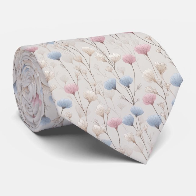 Pastel Wildflower Watercolor Pattern Krawatte (Gerollt)