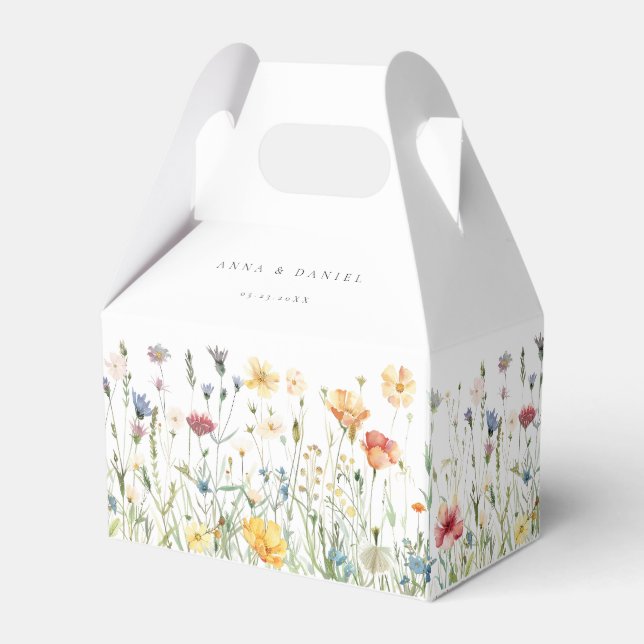 Pastel Wildflower Wedding Favor Boxes Geschenkschachtel (Vorderseite)