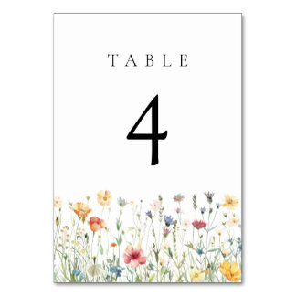 Pastel Wildflower Wedding Table Number Tischnummer