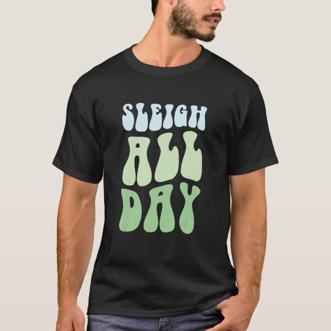 Pastel Winter Christmas Sleigh All Day 2 T-Shirt (Vorderseite)