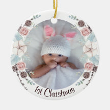 Pastel Winter Floral Babys Erste Weihnachten