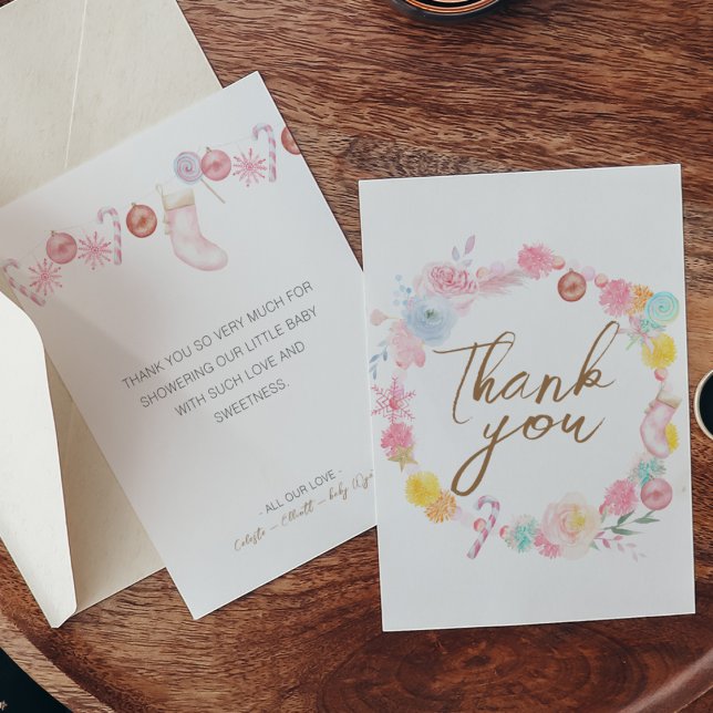 Pastel Winter Wonderland Babydusche Dankeskarte (Von Creator hochgeladen)