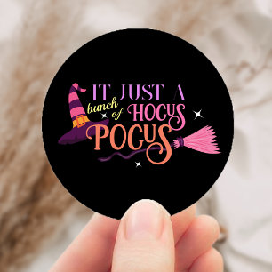 Pastel Witch Hocus Pocus Halloween-Hut-Broomstick Runder Aufkleber