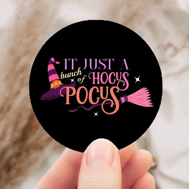 Pastel Witch Hocus Pocus Halloween-Hut-Broomstick Runder Aufkleber (Pastel Witch Hocus Pocus Halloween Hat Broomstick Classic Round Sticker)