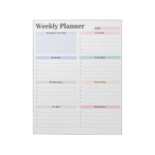 Pastel-Wochenplaner & To-Do-Liste Notepad Notizblock