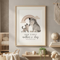 Pastel-Wolf-Mutter-Welpe Erstes Muttertag-Nursery