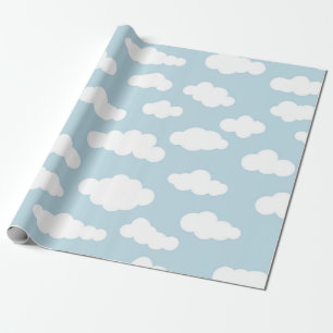 Pastel Wolken Ästhetik Baby Blau und Weiß Geschenkpapier