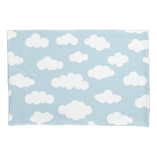Pastel Wolken Ästhetik Baby Blau und Weiß Kissenbezug