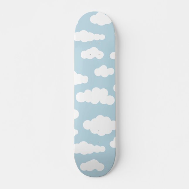 Pastel Wolken Ästhetik Baby Blau und Weiß Skateboard (Vorne)