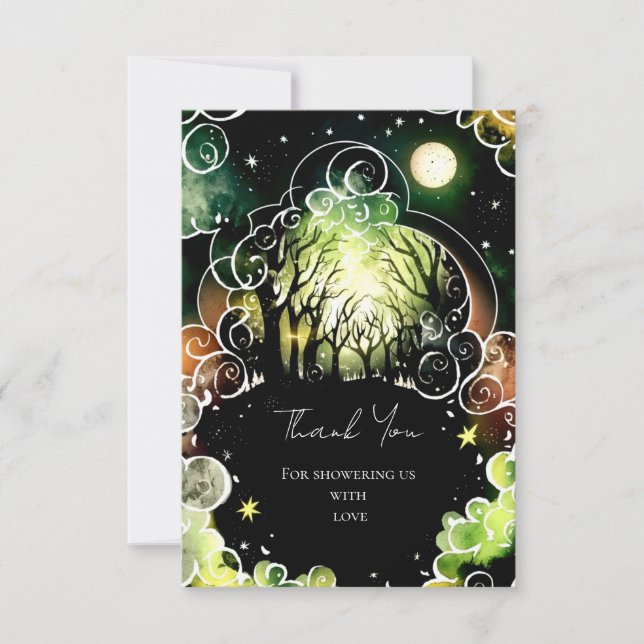 Pastel Woodland Babydusche Dankeskarte (Vorderseite)