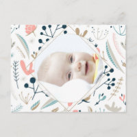 Pastel Woodland Foto Geburtstag Einladung Postkart