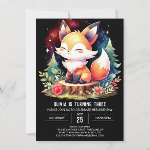 Pastel Woodland Fox Geburtstag digital Einladung