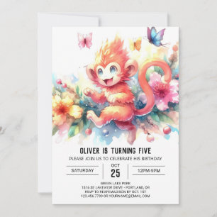 Pastel Woodland Monkey Geburtstag Einladung