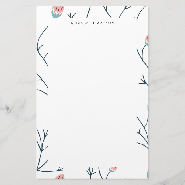 Pastel Woodland | Monogramm-Stationierung Briefpapier (Vorderseite)