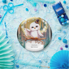 Pastel Woodland Owl Geburtstag Pappteller