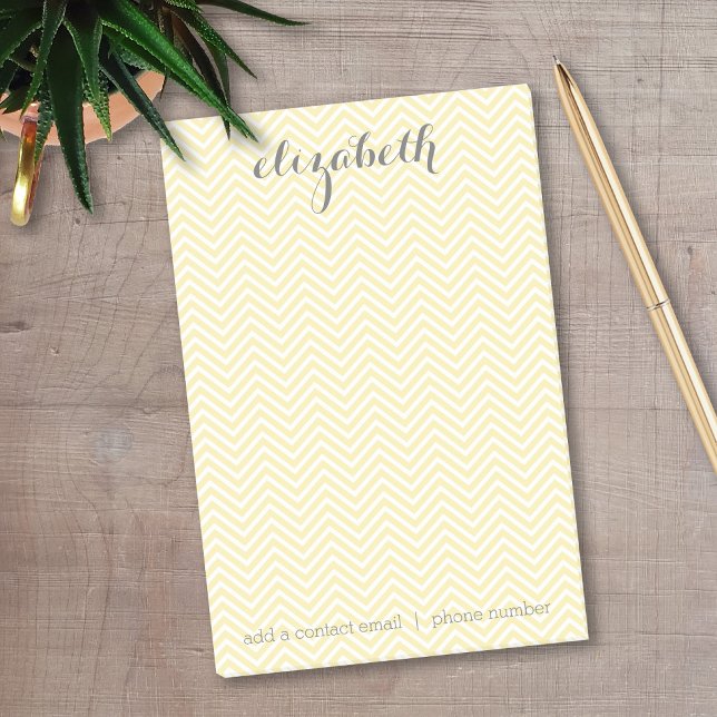 Pastel Yellow and Gray Stationery Suite für Frauen Post-it Klebezettel (Personalized Post-It Notes - Add your name and contact information)