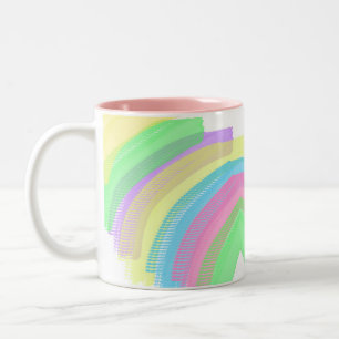 Pastel Yellow Blue Pink Abstrakte Kunst Happy Vibe Zweifarbige Tasse