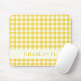 Pastel Yellow Gingham Buffalo Karo Kariert Name Mousepad