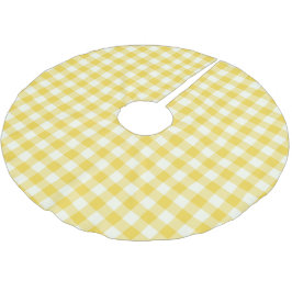 Pastel Yellow Gingham Buffalo Karo Kariertes Muste Polyester Weihnachtsbaumdecke