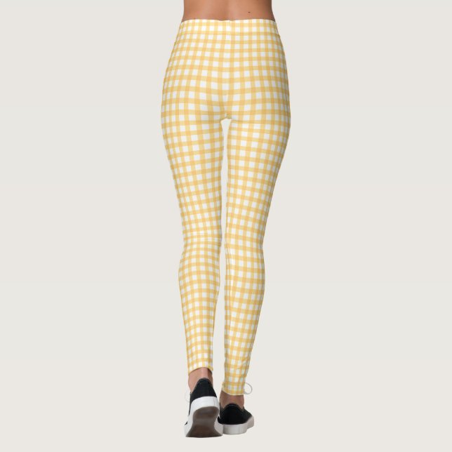 Pastel Yellow Gingham Karo Pattern Leggings (Rückseite)