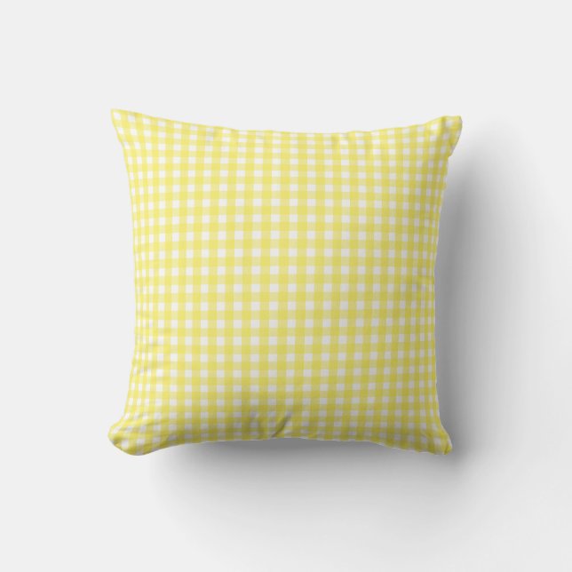 Pastel Yellow Gingham Pattern Kissen (Vorderseite)