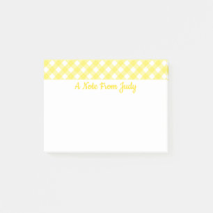Pastel Yellow Gingham Pattern Postit Notes Post-it Klebezettel