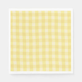 Pastel Yellow Gingham Print Plaid Serviette