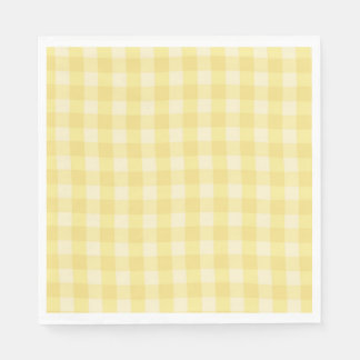 Pastel Yellow Gingham Print Plaid Serviette
