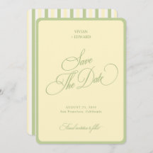 Pastel Yellow Green Stripes Border Retro Wedding