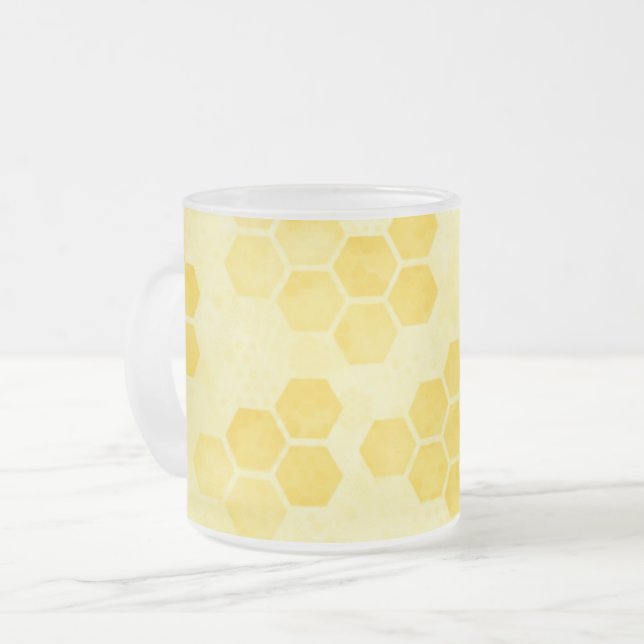Pastel Yellow Honeycomb Pattern Mattglastasse (Vorderseite Links)