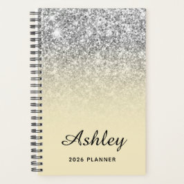 Pastel Yellow Silver Glitzer Ombre Personalisiert Planer