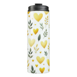PASTEL YELLOW WATERCOLOR LIEBE VALENTINE HERZEN THERMOSBECHER