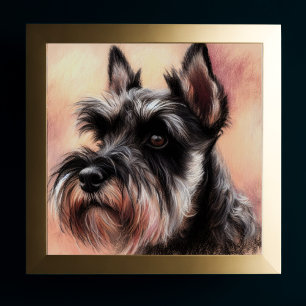 Pastel Zeichn eines Schnauzer-Hundes Poster
