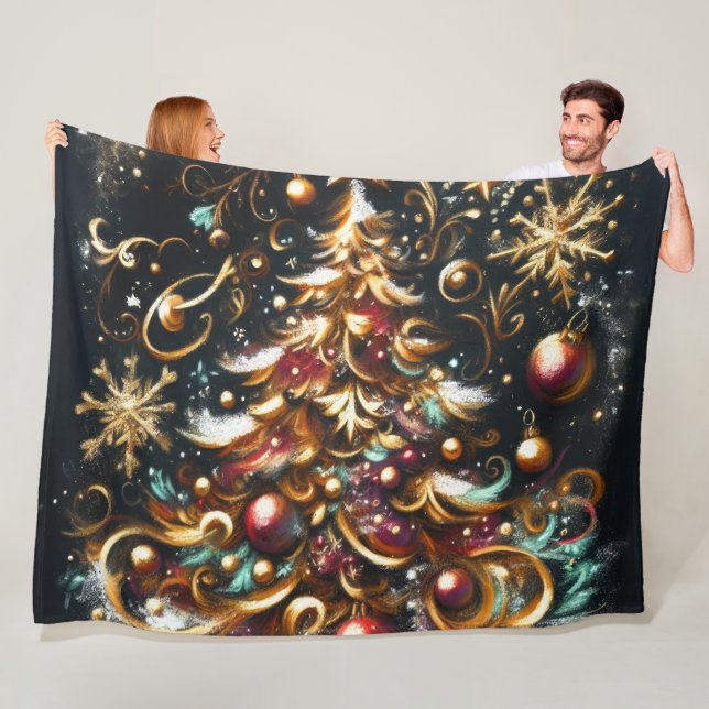 Pastel Zeichn eines Weihnachtsbaumes Whimsical Fleecedecke (Beispiel)