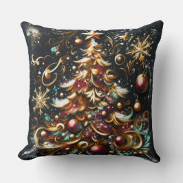 Pastel Zeichn eines Weihnachtsbaumes Whimsical Kissen