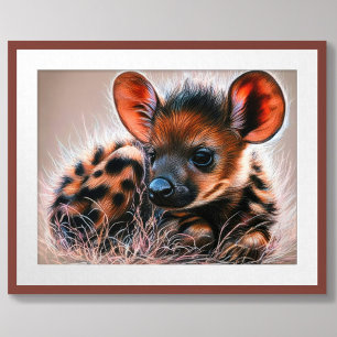 Pastel Zeichn von Baby Hyena Poster