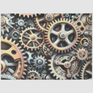Pastel Zeichn von Cogs Gears Steampunk Seidenpapier