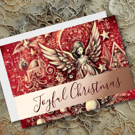 Pastel Zeichne Red Christmas Angel Folien Feiertagskarte