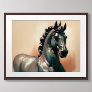 Pastel Zeichnend Bronze-Pferdestatue Poster